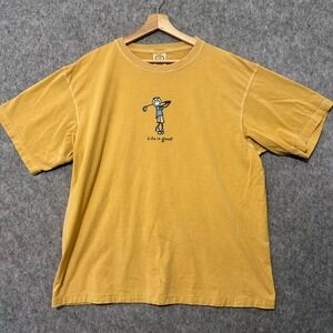 Life is Good Mens XL T-Shirt Yellow Golf Jake Graphic Tee Short Sleeve Cotton